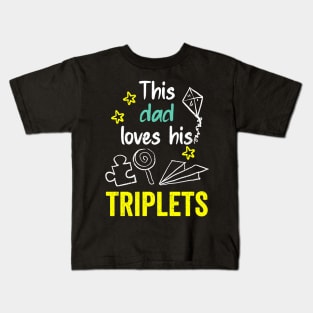 This dad loves his triplets hand drawing illustrations Kids T-Shirt